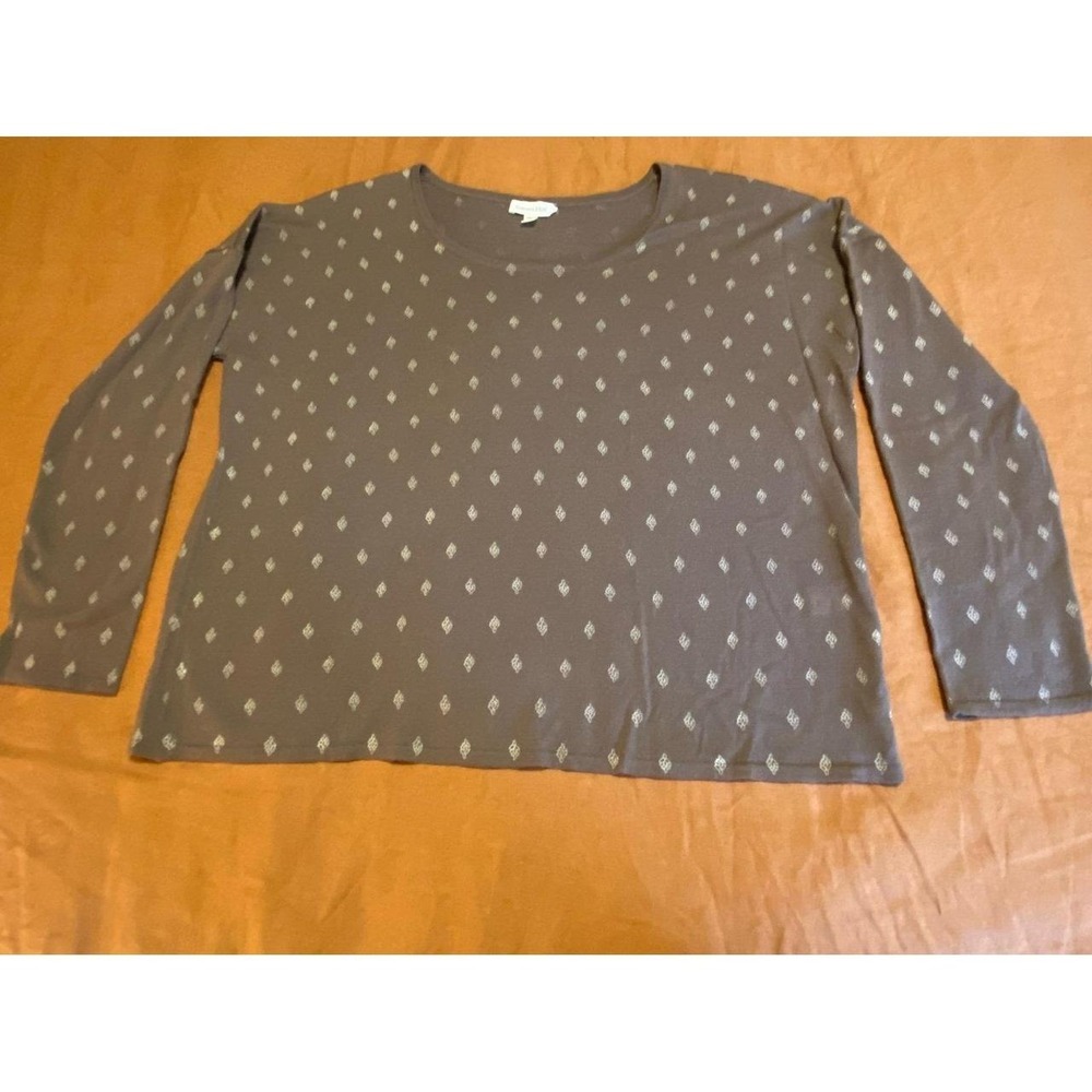 Garnet Hill Top Women M Thin Lightweight Merino Wool Sweater Crew Office sku52